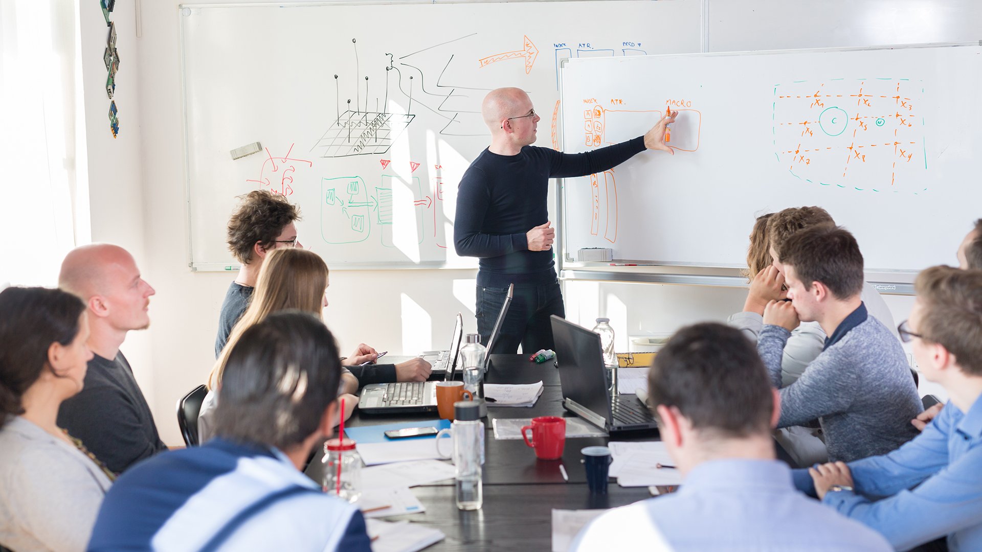 team-group-meet-whiteboard-plan-teach-strategy